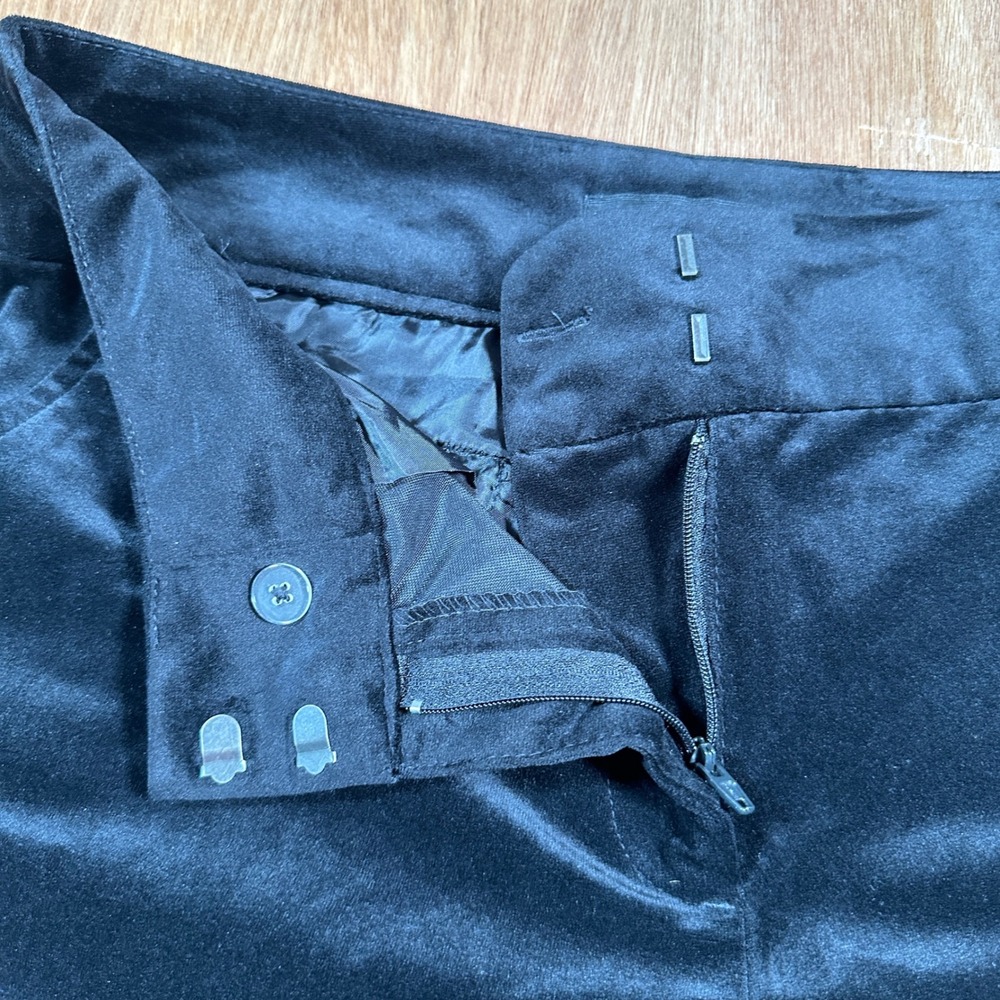 Liz Claiborne Career Pants Women 14 Black Faux Suede Straight Leg Trousers - Picture 3 of 14